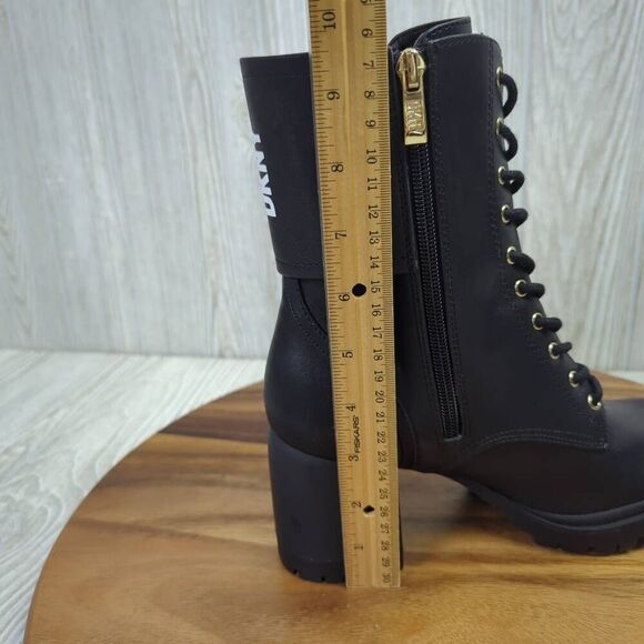 DKNY Black Lace Up Ultra High Heel Combat Boots Womens Size 7 K4982241 - Picture 11 of 12